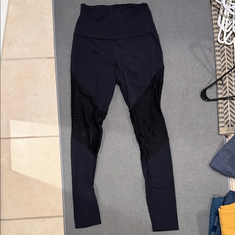 FP Movement by Free People Black High-Waist Mesh Panel Leggings
